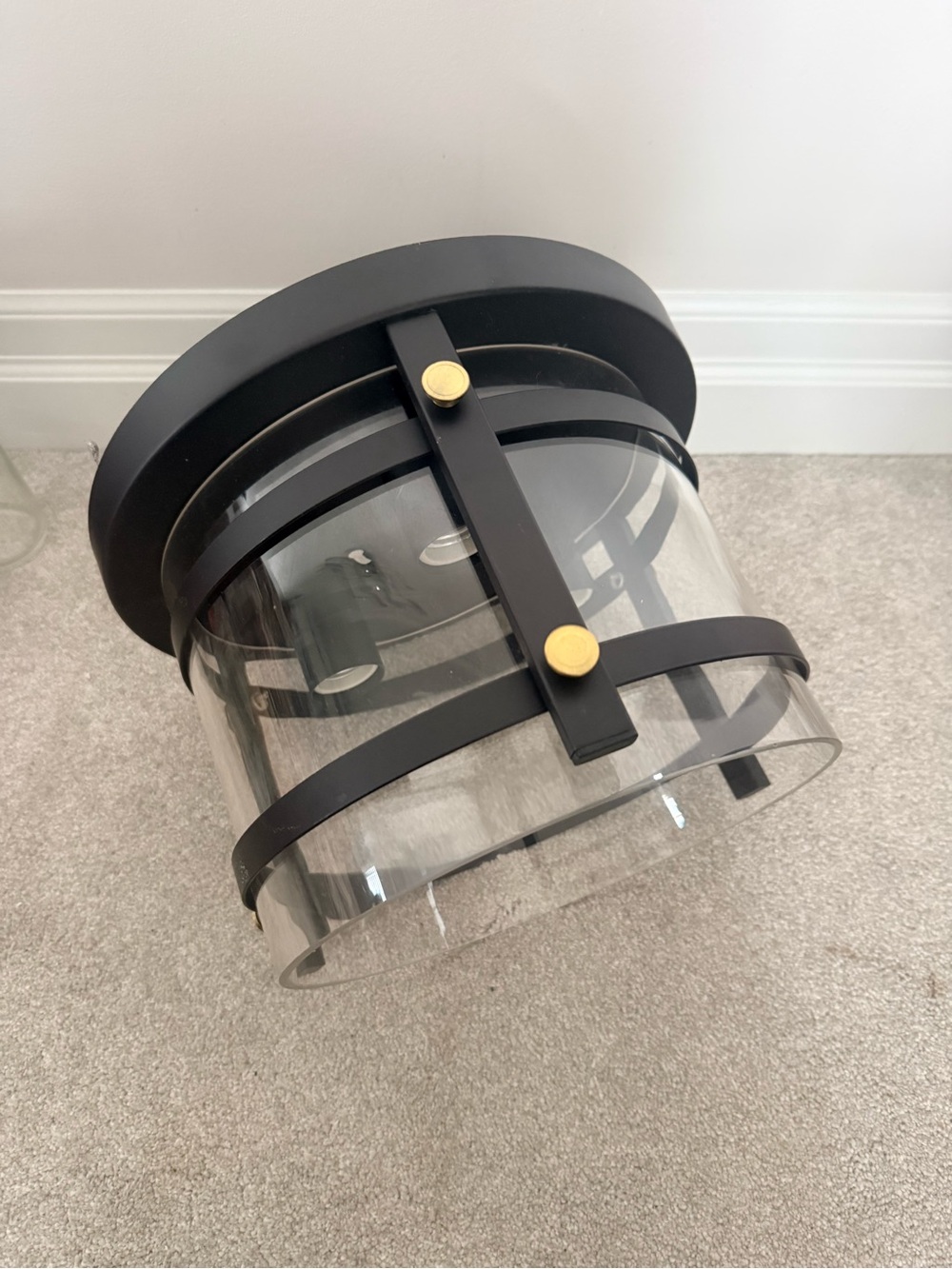 Modern Black and Gold Flush Mount Ceiling Light with Clear Glass